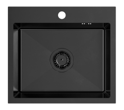 Quadri Dixton 50 Set cu chiuvetă din oțel inoxidabil negru Nano PVD 500x450 mm cu orificiu pentru robinet și baterie de bucătărie neagră Coventry
