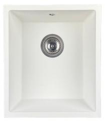 GraniteMy Universele witte granieten spoelbak 34x40 cm wit opbouw, onderbouw en vlakbouw met roestvrijstalen plug 1208967107