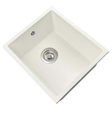 GraniteMy Universele witte granieten spoelbak 34x40 cm wit opbouw, onderbouw en vlakbouw met roestvrijstalen plug 1208967107