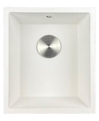 GraniteMy Universele witte granieten spoelbak 34x40 cm wit opbouw, onderbouw en vlakbouw met roestvrijstalen plug 1208967107
