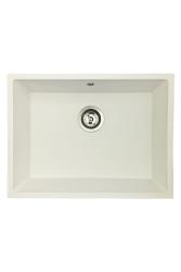 GraniteMy Universele granieten witte spoelbak 55x40 cm alb montaj pe blat, sub blat și la nivel cu blat cu dop din inox 1208967109