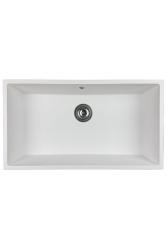 GraniteMy Universele grote witte granieten spoelbak 74x40 cm, witte opbouw, onderbouw en vlakbouw met rvs plug 1208967111