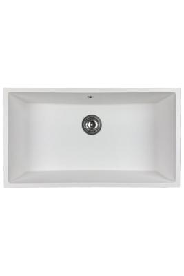 GraniteMy Universele grote witte granieten spoelbak 74x40 cm, witte opbouw, onderbouw en vlakbouw met rvs plug 1208967111