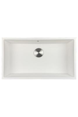 GraniteMy Universele grote witte granieten spoelbak 74x40 cm, witte opbouw, onderbouw en vlakbouw met rvs plug 1208967111