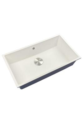 GraniteMy Universele grote witte granieten spoelbak 74x40 cm, witte opbouw, onderbouw en vlakbouw met rvs plug 1208967111