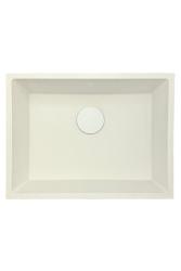 GraniteMy Universele granieten witte spoelbak 55x40 cm wit opbouw onderbouw en vlakbouw met witte plug 1208967153