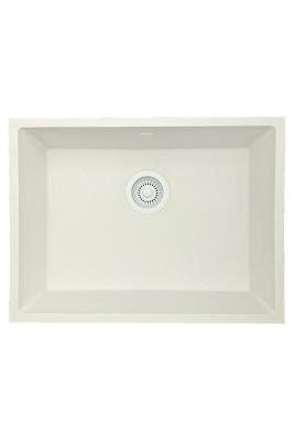 GraniteMy Universele granieten witte spoelbak 55x40 cm wit opbouw onderbouw en vlakbouw met witte plug 1208967153