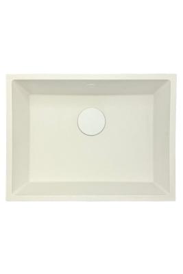 GraniteMy Universele granieten witte spoelbak 55x40 cm wit opbouw onderbouw en vlakbouw met witte plug 1208967153