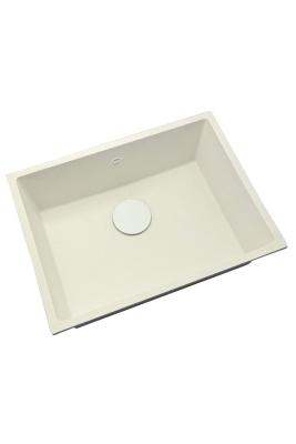 GraniteMy Universele granieten witte spoelbak 55x40 cm wit opbouw onderbouw en vlakbouw met witte plug 1208967153