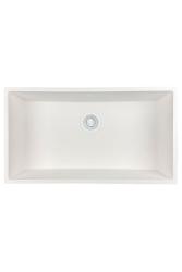 GraniteMy Universele granieten grote witte gootsteen 74x40 cm wit opbouw onderbouw en vlakbouw met witte plug 1208967160