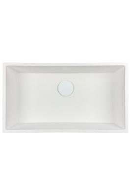 GraniteMy Universele granieten grote witte gootsteen 74x40 cm wit opbouw onderbouw en vlakbouw met witte plug 1208967160