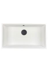 GraniteMy Universal chiuvetă mare din granit alb 74x40 cm alb montare pe blat, sub blat și la nivel cu blatul cu dop negru 1208967161.