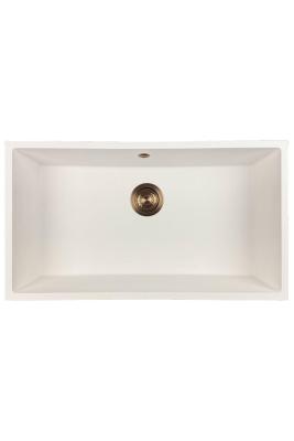 GraniteMy Chiuvetă mare albă din granit universală 74x40 cm albă montare superioară, inferioară și la nivel cu dop de cupru 1208967162