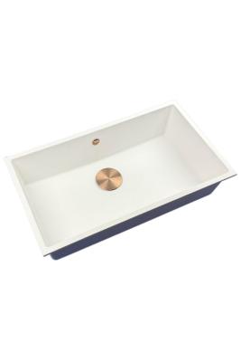 GraniteMy Chiuvetă mare albă din granit universală 74x40 cm albă montare superioară, inferioară și la nivel cu dop de cupru 1208967162
