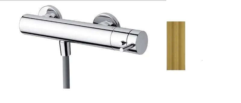 Waterevolution Flow thermostaatkraan voor de douche met ronde doucheset, Messing Natuur T140TNRLE