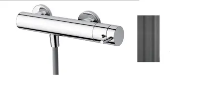 Waterevolution Flow douchethermostaat met douchegarnituur rond PVD gun Metal T140TNRGME