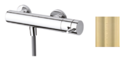 Waterevolution Flow thermostaatkraan voor de douche met ronde douchegarnituur PVD licht goud T140TNRWGE