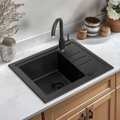 Quadri Sligo 60 Set chiuvetă din granit antracit 55x44 cm cu picurător și robinet inclus 1208967199