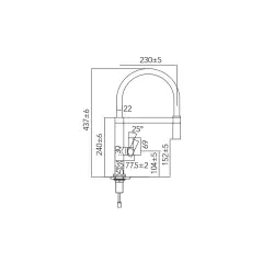 CARESSI Black Line Baterie de bucătărie cu o singură manetă din oțel inoxidabil negru CA1112BK ECO 1208967206