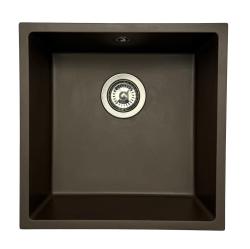 GraniteMy Universele granieten café spoelbak 40x40 cm voor opbouw, onderbouw en vlakbouw met roestvrijstalen plug 1208967212