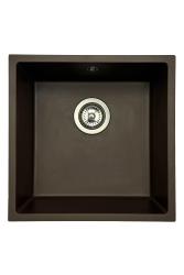 GraniteMy Universele granieten café spoelbak 40x40 cm voor opbouw, onderbouw en vlakbouw met roestvrijstalen plug 1208967212