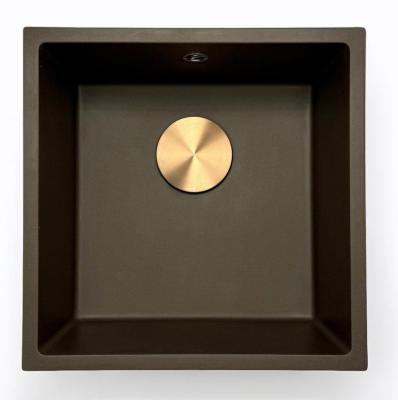 GraniteMy Universele granieten café spoelbak 40x40 cm voor opbouw, onderbouw en vlakbouw met roestvrijstalen plug 1208967212