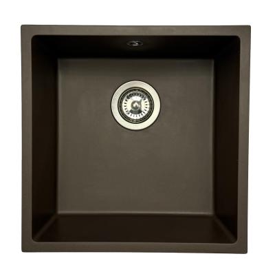 GraniteMy Universele granieten café spoelbak 40x40 cm voor opbouw, onderbouw en vlakbouw met roestvrijstalen plug 1208967212