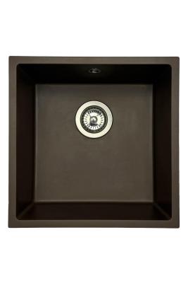 GraniteMy Universele granieten café spoelbak 40x40 cm voor opbouw, onderbouw en vlakbouw met roestvrijstalen plug 1208967212
