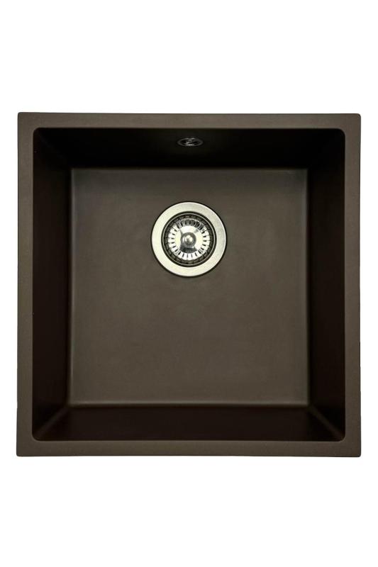 GraniteMy Universele granieten café spoelbak 40x40 cm voor opbouw, onderbouw en vlakbouw met roestvrijstalen plug 1208967212