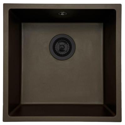 GraniteMy Universele granieten café spoelbak 40x40 cm opbouw, onderbouw en vlakbouw met zwarte plug 1208967216