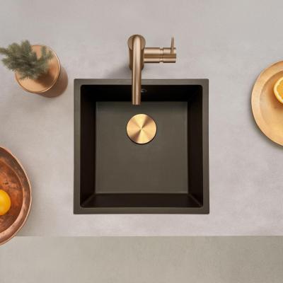 GraniteMy Universele granieten café spoelbak 40x40 cm opbouw, onderbouw en vlakbouw met koperen plug 1208967217