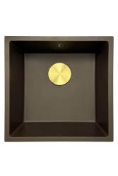 GraniteMy Universele granieten café spoelbak 40x40 cm opbouw, onderbouw en vlakbouw met afvoerplug 1208967218