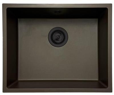 GraniteMy Universele granieten café spoelbak 50x40 cm met opbouw, onderbouw en vlakbouw met zwarte plug 1208967228