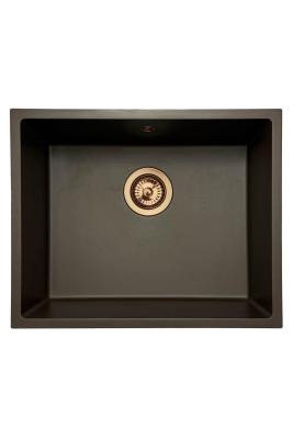 GraniteMy Universele granieten café spoelbak 50x40 cm opbouw, onderbouw en vlakbouw met koperen plug 1208967229