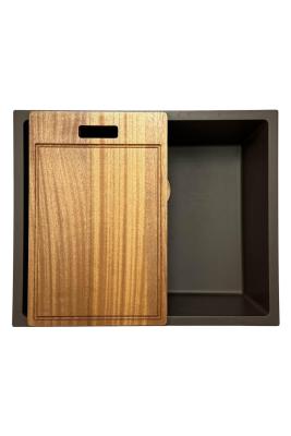GraniteMy Universele granieten café spoelbak 50x40 cm opbouw, onderbouw en vlakbouw met koperen plug 1208967229