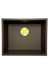 GraniteMy Universele granieten café spoelbak 50x40 cm opbouw, onderbouw en vlakbouw met afvoerplug 1208967230