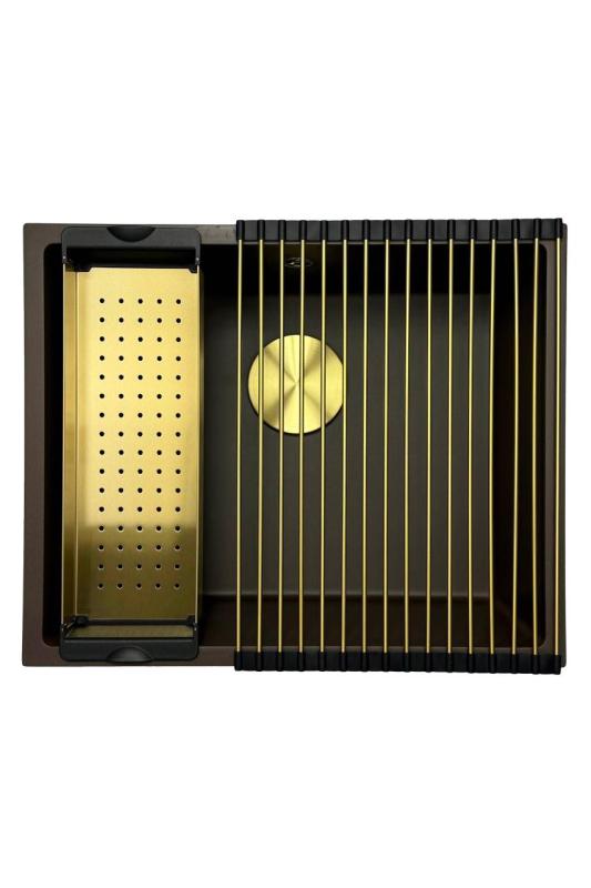 GraniteMy Universele granieten café spoelbak 50x40 cm opbouw, onderbouw en vlakbouw met afvoerplug 1208967230