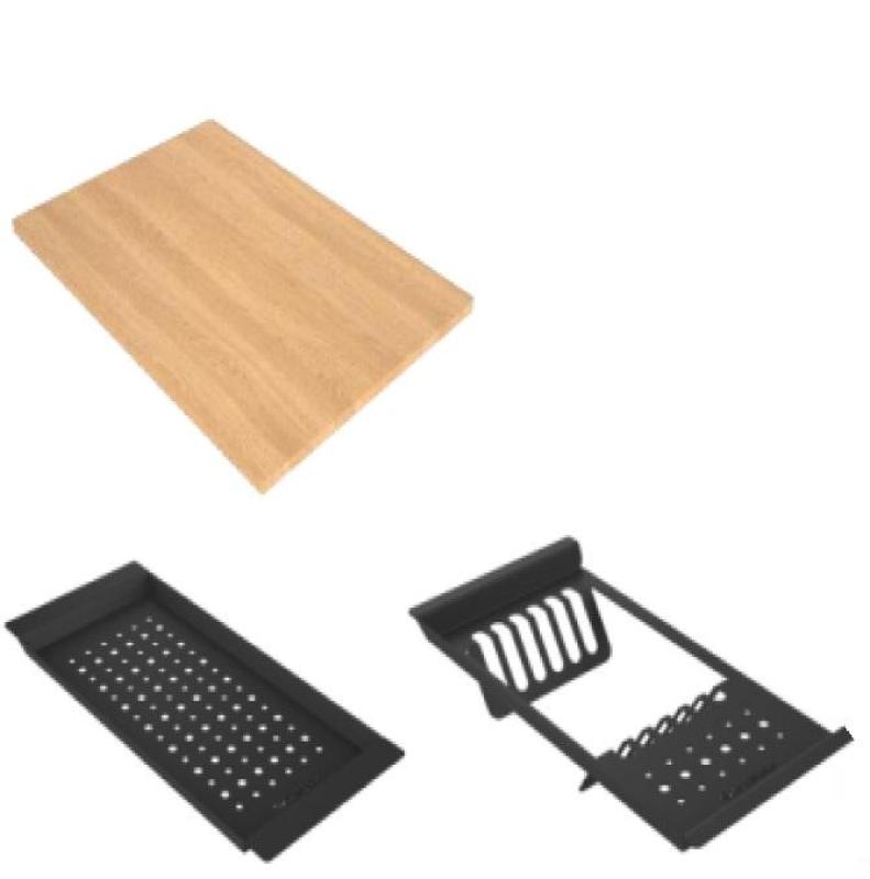 GraniteMy chiuvetă de granit pentru bucătărie 56x48 cm neagră montare pe blat cu dop negru inclusiv accesorii 1208967233