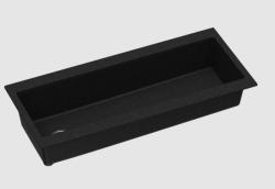 GraniteMy Trog granitică, chiuvetă neagră foarte mare de 116x50 cm, montare pe blat, cu banc de robinet și dop din oțel inoxidabil 1208967236