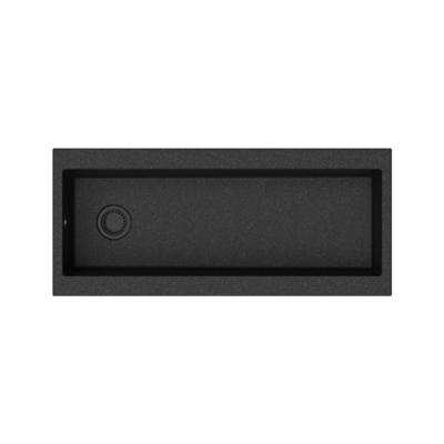 GraniteMy Trog granitică foarte mare neagră chiuvetă 116x50 cm neagră de suprafață cu banc de robinet cu dop negru 1208967237