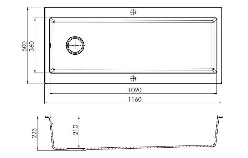GraniteMy Trog granitică foarte mare neagră chiuvetă 116x50 cm neagră de suprafață cu banc de robinet cu dop negru 1208967237
