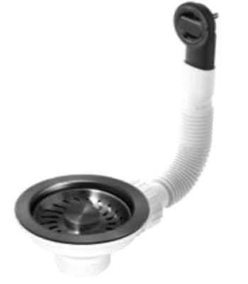 Set de dopuri pentru coș Granitemy metalic periat PVD, set de evacuare pentru chiuvetă incl. supraturnare rotundă 1208967253