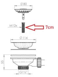 Șurub cu cap gol din granit 7cm M12x70mm pentru prelungirea setului de ancorare pentru materiale groase 1208967255
