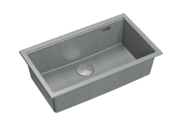 Quadri Newport II chiuvetă mare și adâncă din granit de montare și submontare gri 76x45cm cu dop din oțel inoxidabil 1208967272