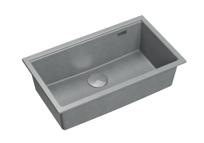 Quadri Newport II chiuvetă mare și adâncă din granit de montare și submontare gri 76x45cm cu dop din oțel inoxidabil 1208967272