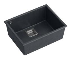 Quadri Quadrangle antracit granit chiuvetă încorporată 55x42cm cu dop din oțel inoxidabil 1208967273