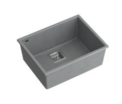 Quadri Quadrangle gri granit chiuvetă de bucătărie sub blat 55x42cm cu dop din inox 1208967274