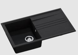 GraniteMy Vesi chiuvetă de granit extra superficială neagră de suprafață 86x50cm cu scurgere reversibilă și dop din inox 1208967279