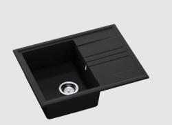 GraniteMy Vesi chiuvetă suprapusă extra puțin adâncă din granit negru 64x50cm cu scurgător reversibil și dop din oțel inoxidabil 1208967280