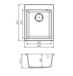 GraniteMy Bremen chiuvetă albă din granit 40x50 cm, albă, montare pe blat, sub blat și la nivel cu blatul, cu bancă pentru robinet și dop de cupru 1208967287.